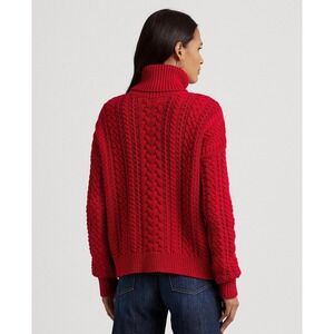 Lauren Ralph Lauren Red Cable Knit Turtleneck Sweater